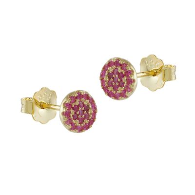 Steffi button earrings with pink zircons