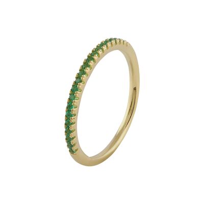 Anillo Steffi bañado en oro con circonitas verdes