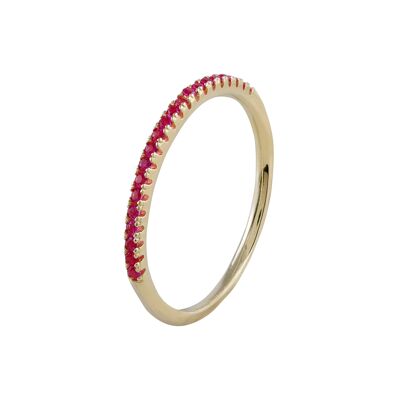 Steffi-Ring aus Silber und Gold mit rosa Zirkonen