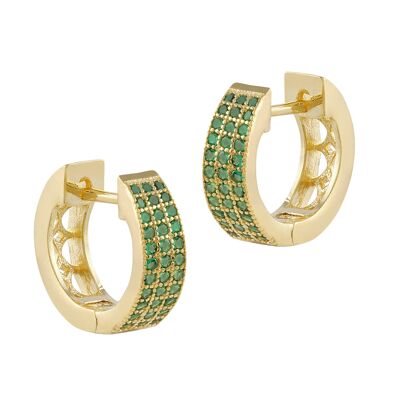 Silver and gold Serena earrings with green zircons