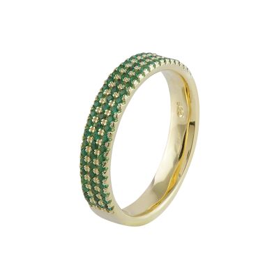Silver and gold Serena ring with green zircons