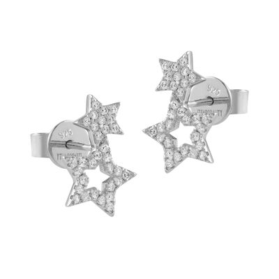 Silver star earrings and zircons