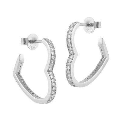 White zircon heart earrings