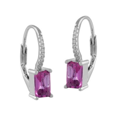 Silver hoop earrings with zircons