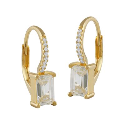 Gold-plated hoop earrings with green zirconia