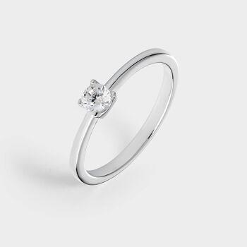 Solitaire en argent avec oxyde de zirconium de 3,8 mm monté sur 4 griffes 2