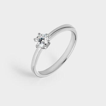 Bague solitaire en argent avec zircone de 4,5 mm montée sur 6 griffes 2