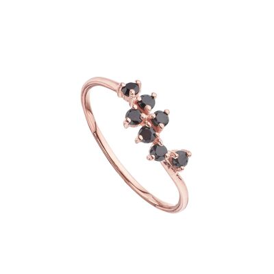 Rose gold plated black spinel ring