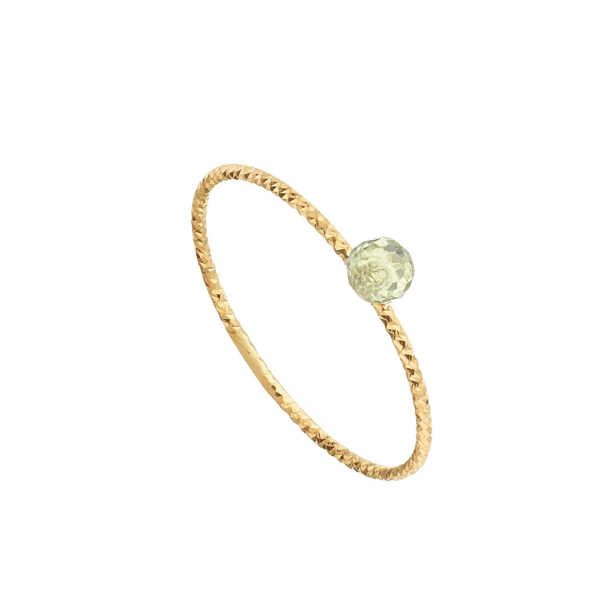 Anello con sfera di peridoto placcato oro