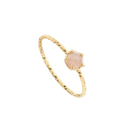 Anillo piedra lunar nude bañado en oro