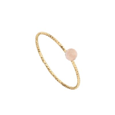Gold-plated nude moonstone ball ring