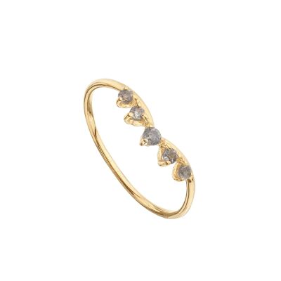 Gold-plated labradorite tiara ring