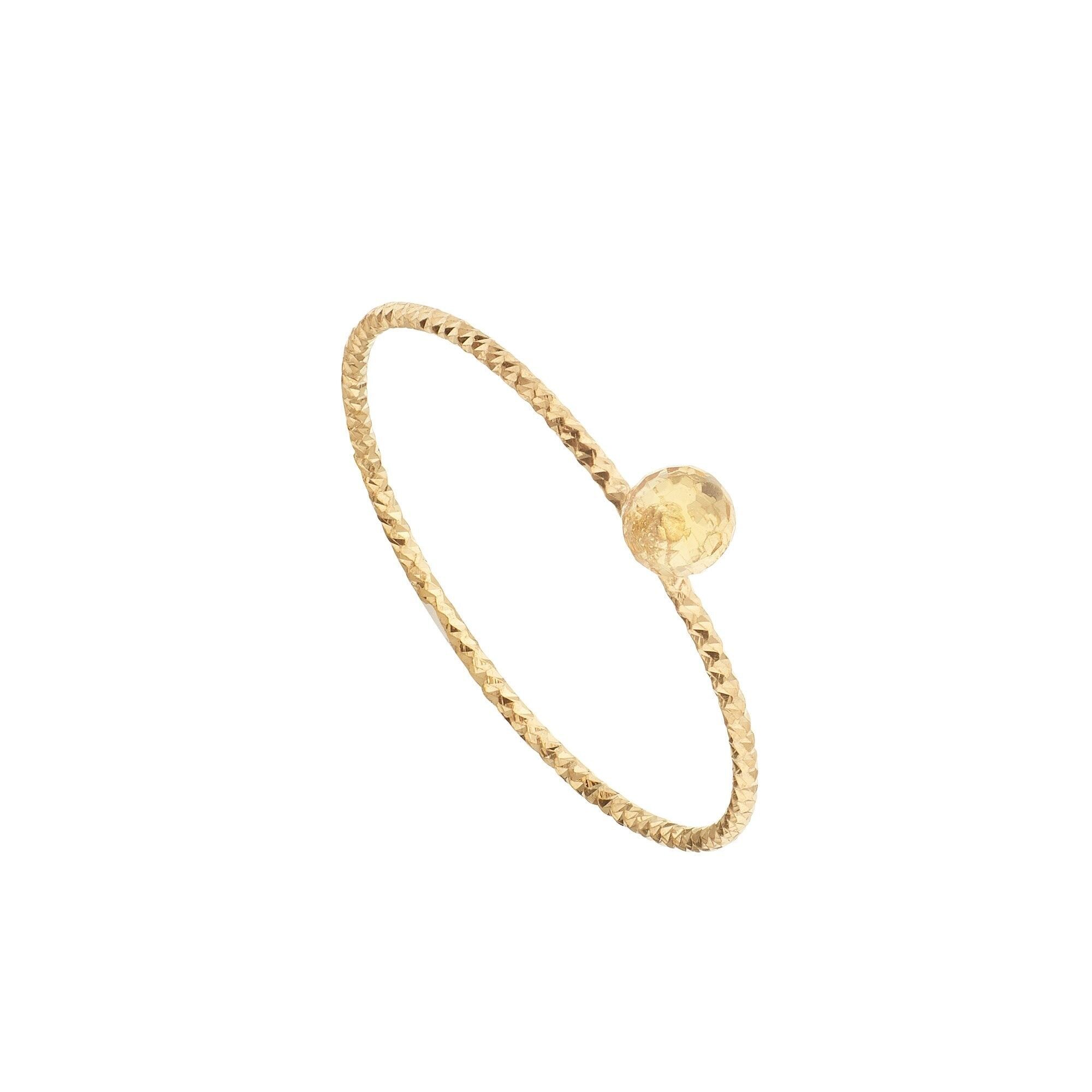 Anello a sfera con citrino placcato in oro