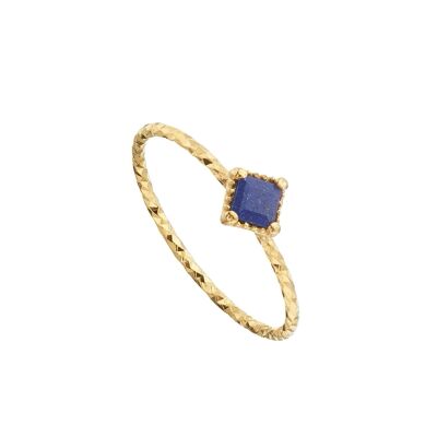 Gold-plated lapis lazuli square ring