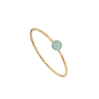 Bague boule plaqué or aventurine verte