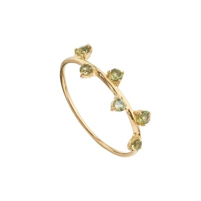 Gold-plated peridots satellite ring