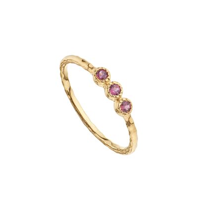 Ring three rhodolite garnets plated in gold