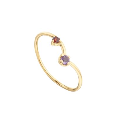 Gold plated amethyst and garnet ring