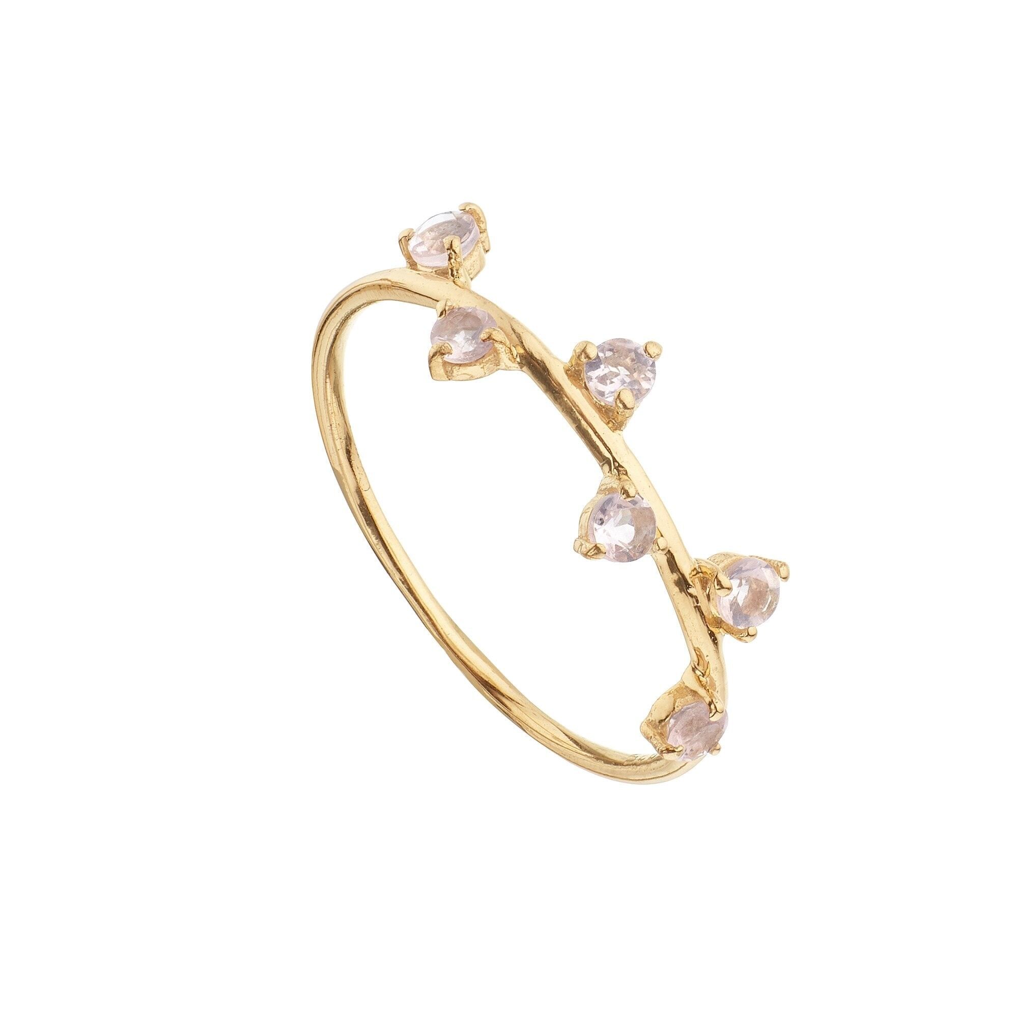 Anello satellite in quarzo rosa placcato oro