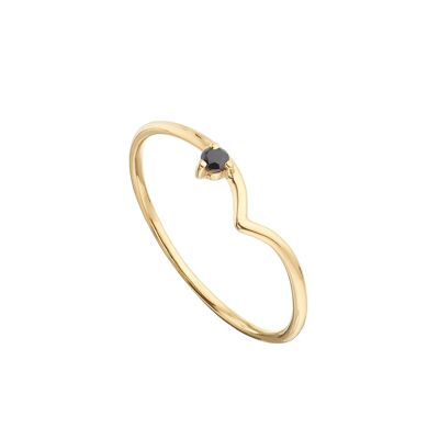 Anillo espinela negra bañado en oro