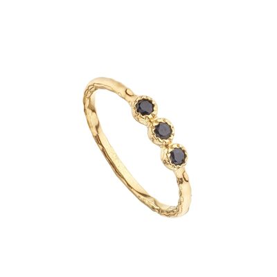 Three gold-plated black spinels ring