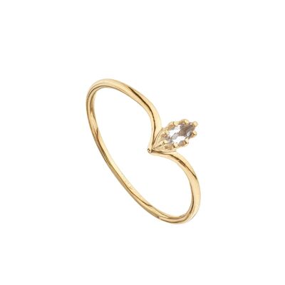 Gold plated white topaz marquise ring