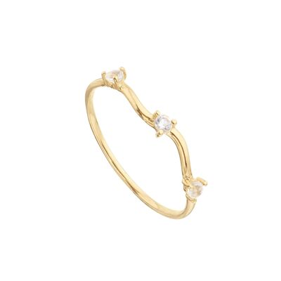 Gold-plated rock crystal triple ring