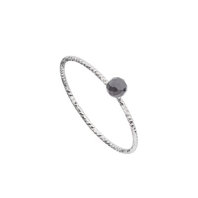 Silver black spinel ball ring