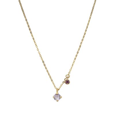 Amethyst and rhodolite garnet gold-plated necklace