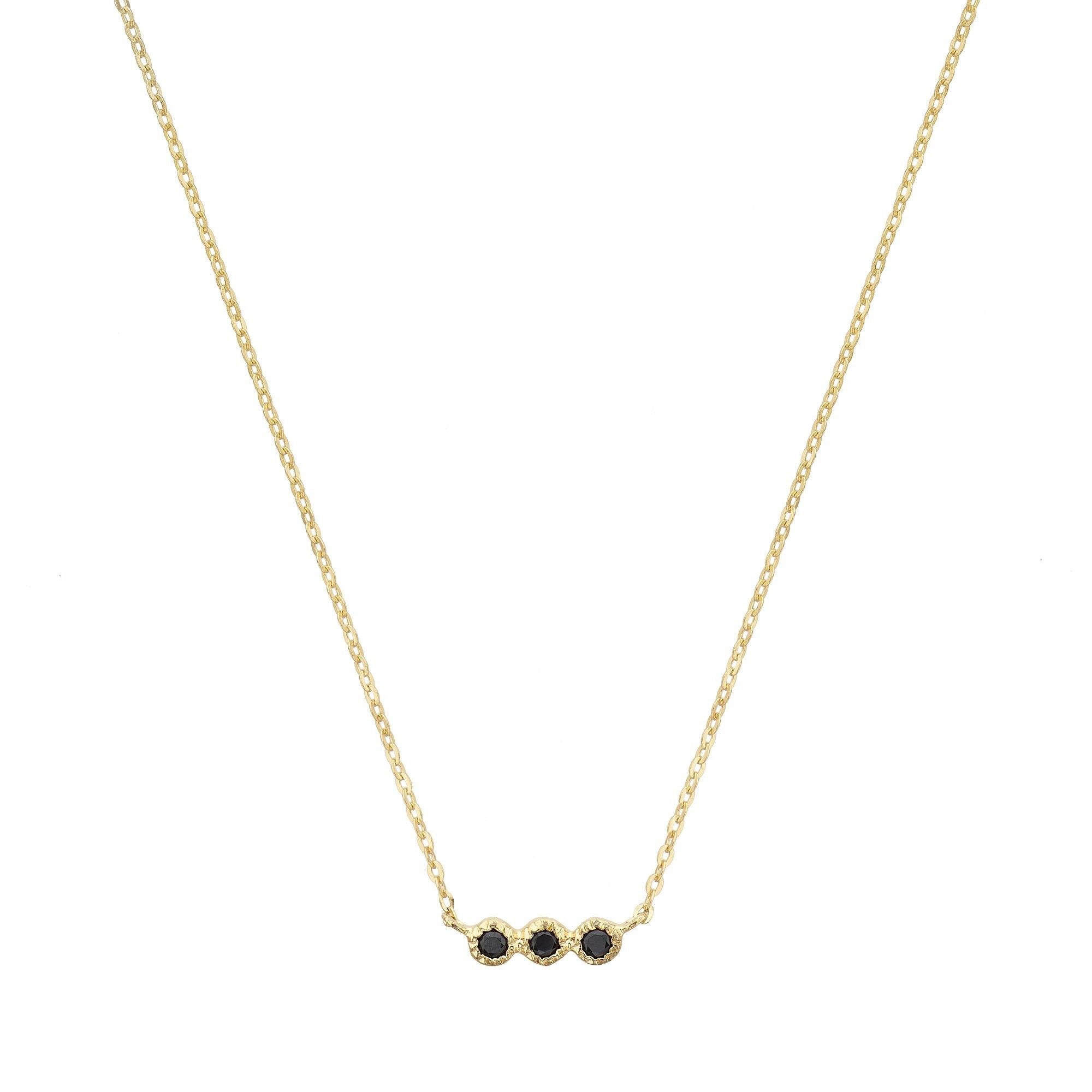 Collana con tre spinelli neri placcati oro
