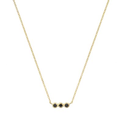 Three gold-plated black spinels necklace