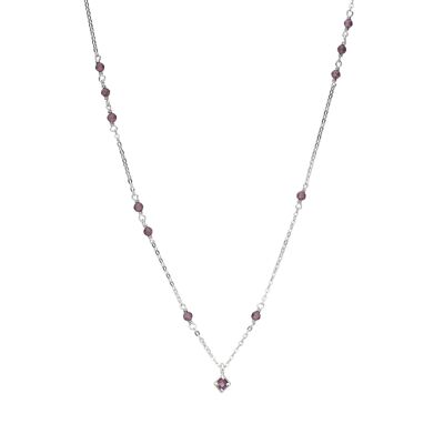 Collana multibeads con granato rodolite in argento