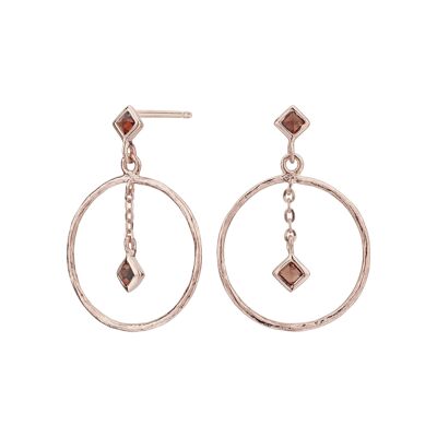 Boucles d'oreilles créoles grenat or rose