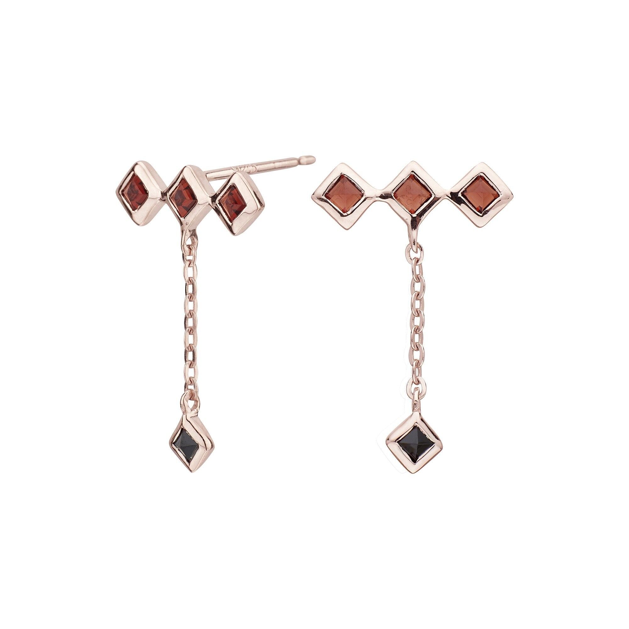 Pendientes largos granate y espinela negra