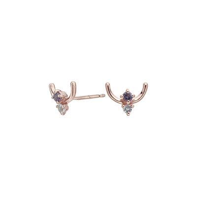 Iolite and blue topaz rose gold earrings