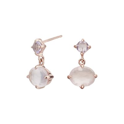 Amethyst and rose quartz silver earrings