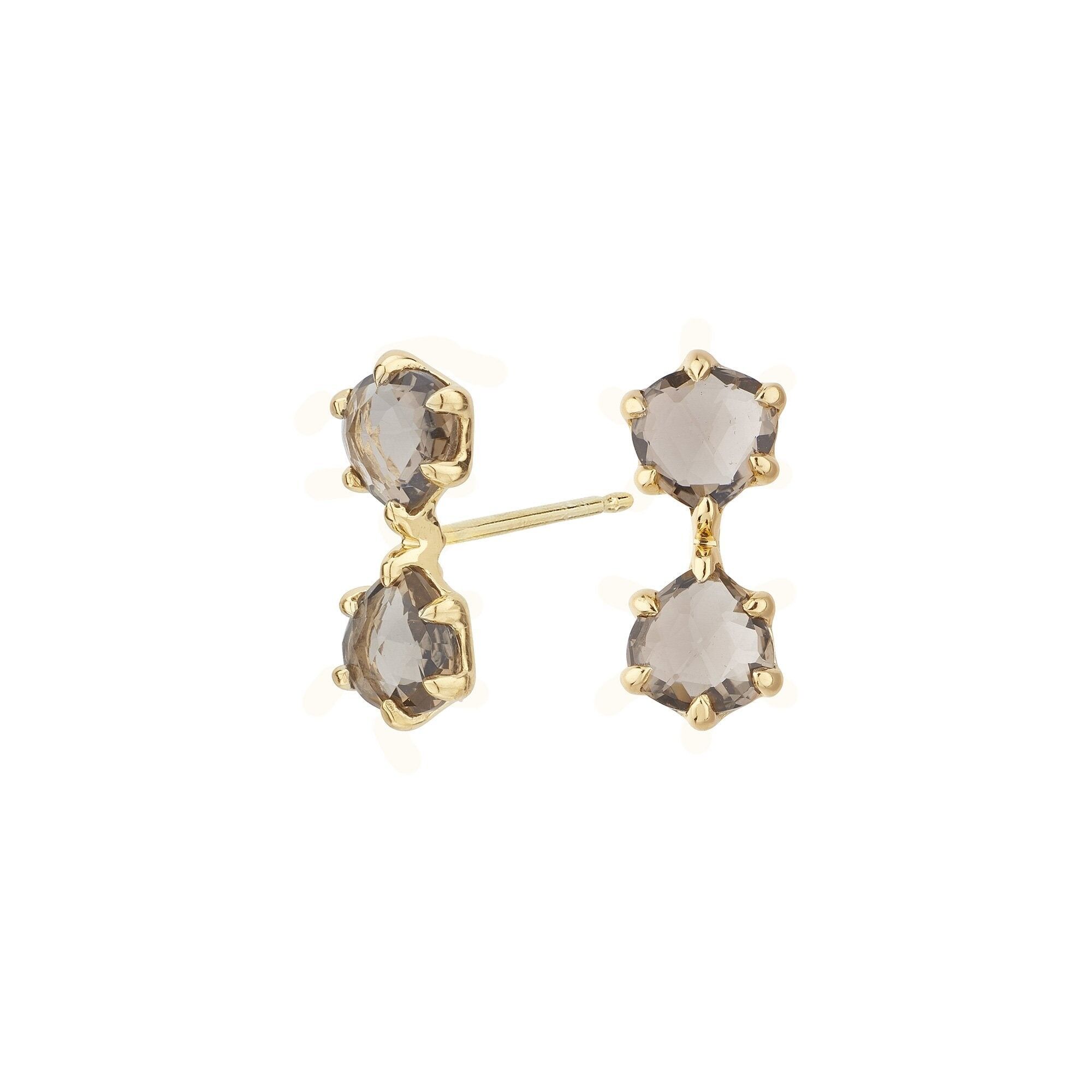 Orecchini in quarzo fumé placcato oro