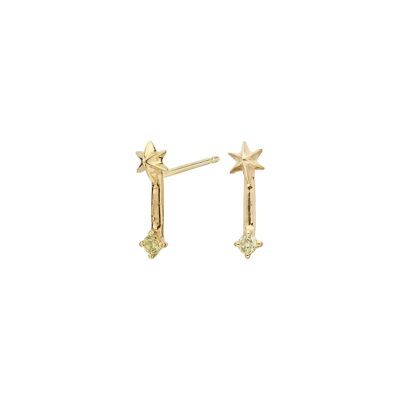 Gold-plated peridot double light earrings