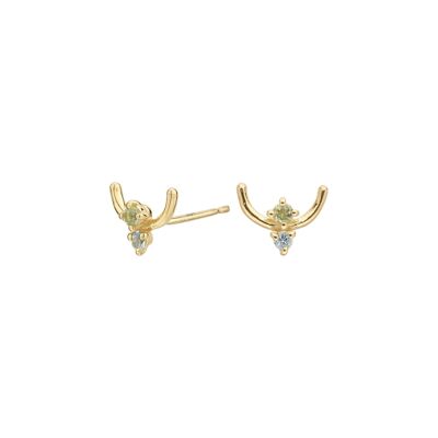 Vergoldete Ohrringe aus Bergkristall und Iolith
