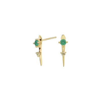 Pendientes daga ónix verde y peridoto plata