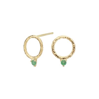 Gold plated emerald hoop earrings