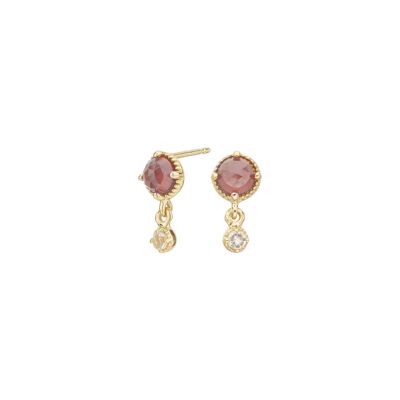 Garnet and rock crystal earrings gold plated 18k