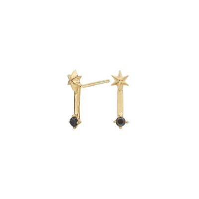 Gold-plated black spinel double light earrings