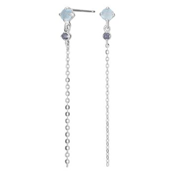 Boucles d'oreilles longues calcédoine bleue et argent iolite 1