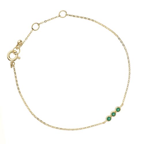 Pulsera triple ónix verde bañada en oro