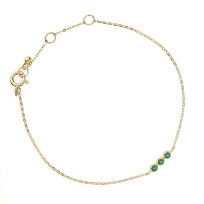 Gold plated green onyx triple bracelet