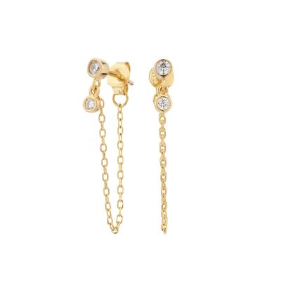 Gold Plated Chain and Zirconia Earrings