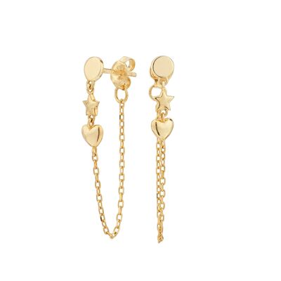 Gold Plated Chain and Pendant Earrings