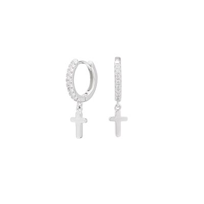 Boucles d'oreilles croix en argent