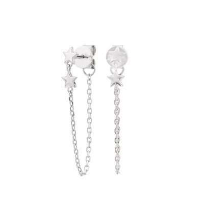 Boucles d'Oreilles Chaîne Argent et Étoile